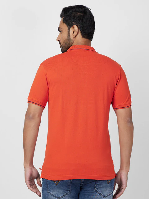 Raymond Men Red Contemporary Fit Solid T-Shirt - Image 5