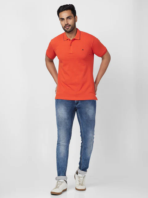 Raymond Men Red Contemporary Fit Solid T-Shirt - Image 6
