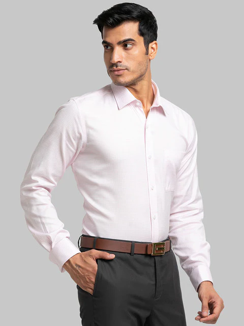 Raymond Men Red Contemporary Fit Structured Cutaway Collar Shirt - Image 2