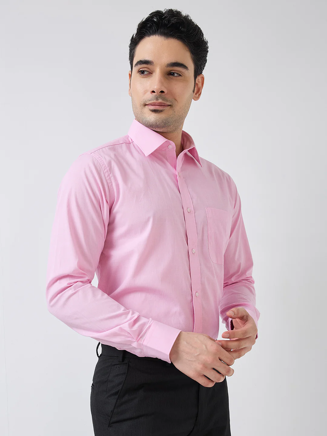Raymond Men Red Fil-A-Fil Slim Fit Cotton Shirt - Image 2