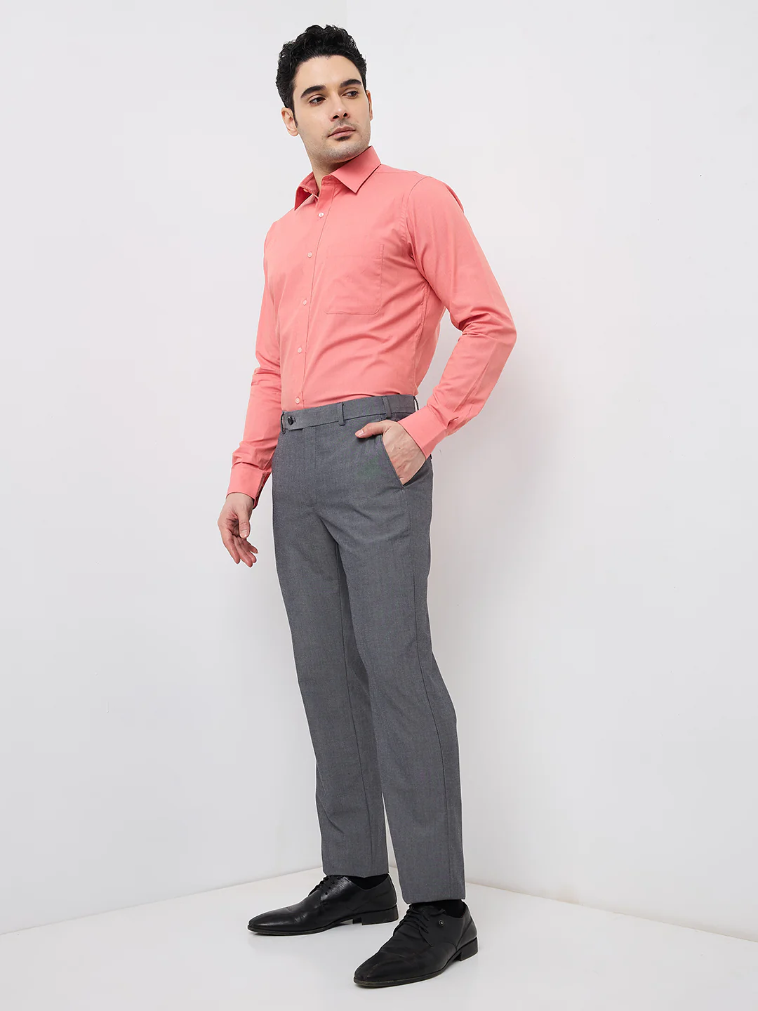 Raymond Men Red Fil-A-Fil Slim Fit Cotton Shirt - Image 5