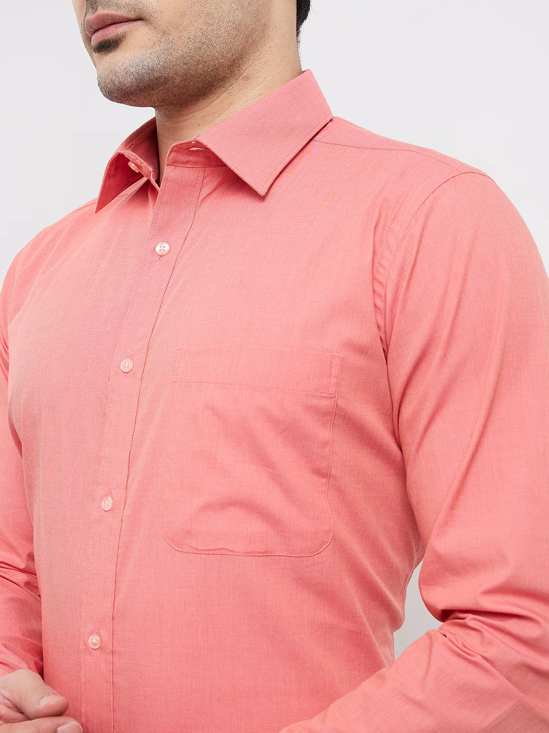 Raymond Men Red Fil-A-Fil Slim Fit Cotton Shirt - Image 6