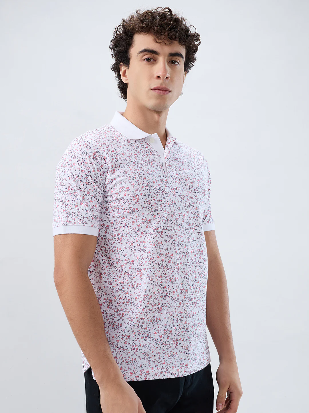 Raymond Men Red Print Modern Fit Cotton T-shirt - Image 2