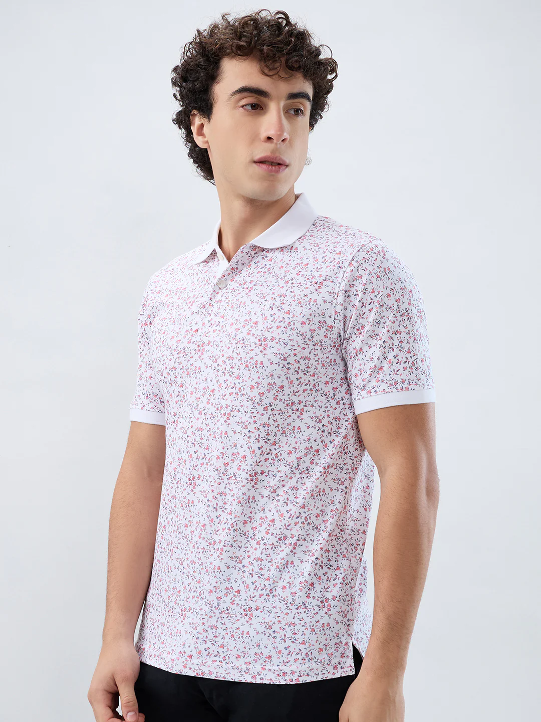 Raymond Men Red Print Modern Fit Cotton T-shirt - Image 3