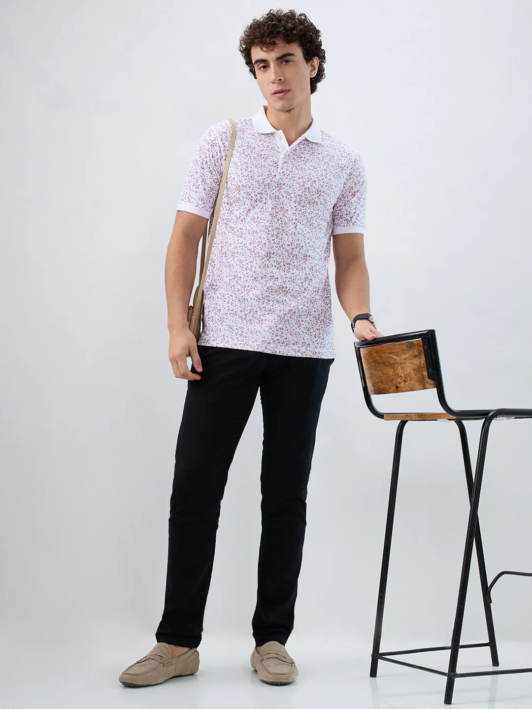 Raymond Men Red Print Modern Fit Cotton T-shirt - Image 7