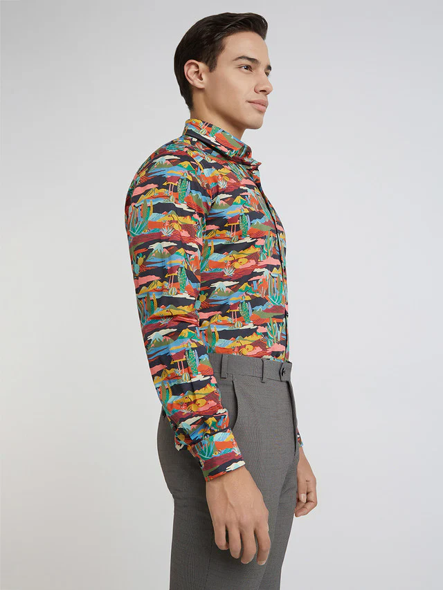 Raymond Men Red Print Regular Fit Cotton Formal Shirt - Image 6