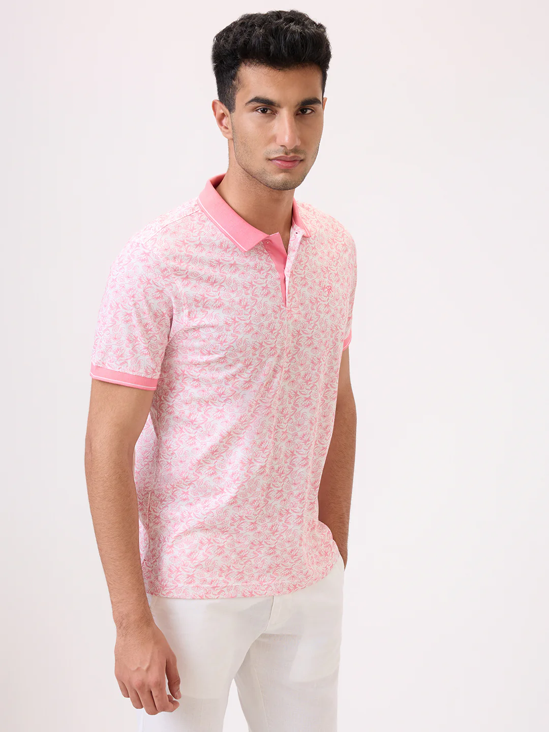 Raymond Men Red Print Regular Fit Cotton T-Shirt - Image 4