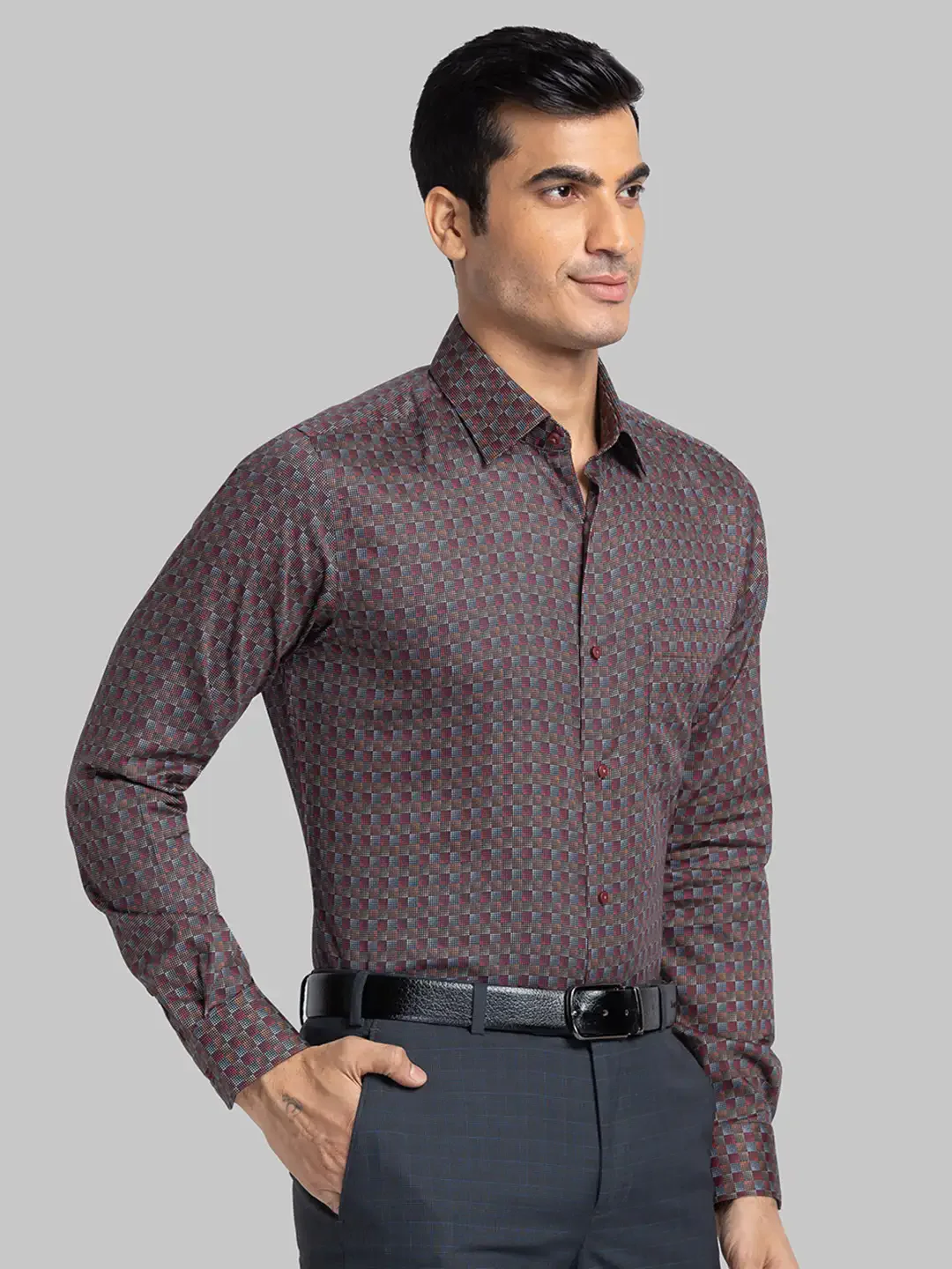 Raymond Men Red Print Slim Fit Cotton Shirts - Image 2