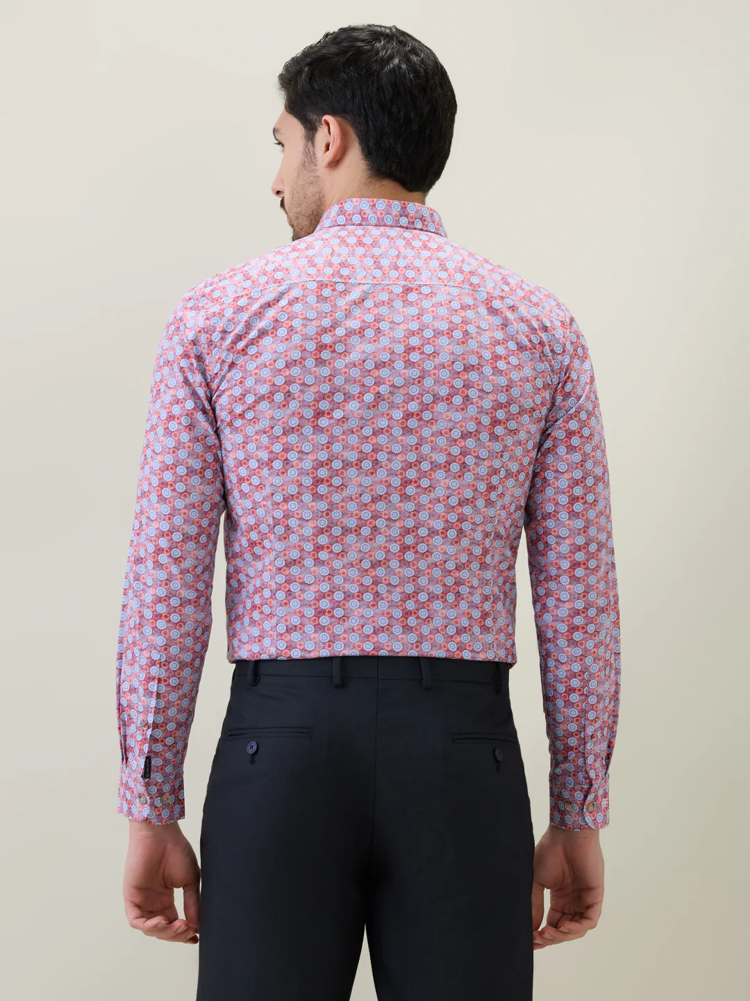 Raymond Men Red Printed Regular Fit Cotton Casual Shirt - Image 4