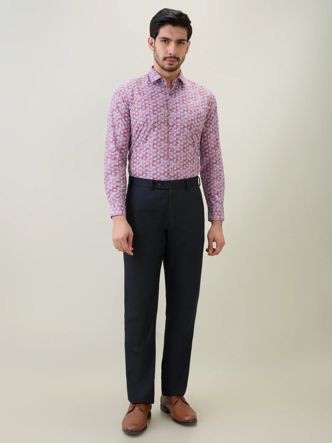 Raymond Men Red Printed Regular Fit Cotton Casual Shirt - Image 5