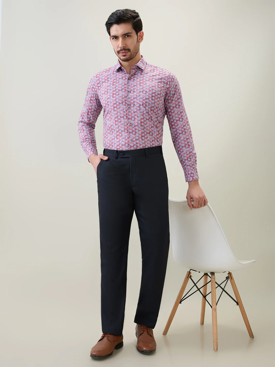 Raymond Men Red Printed Regular Fit Cotton Casual Shirt - Image 6