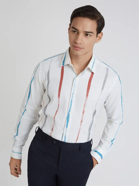 Raymond Men Red Printed Regular Fit Cotton Shirt
