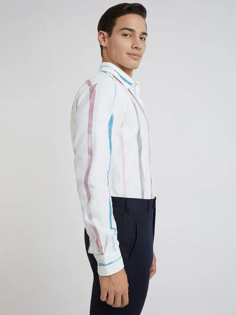 Raymond Men Red Printed Regular Fit Cotton Shirt - Image 2