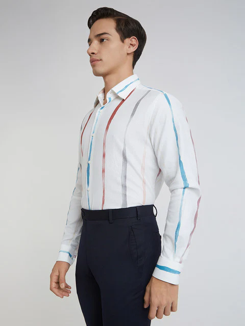 Raymond Men Red Printed Regular Fit Cotton Shirt - Image 3
