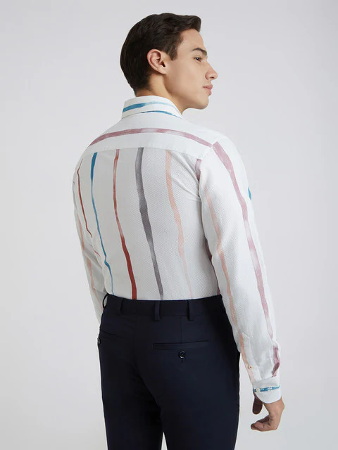 Raymond Men Red Printed Regular Fit Cotton Shirt - Image 4