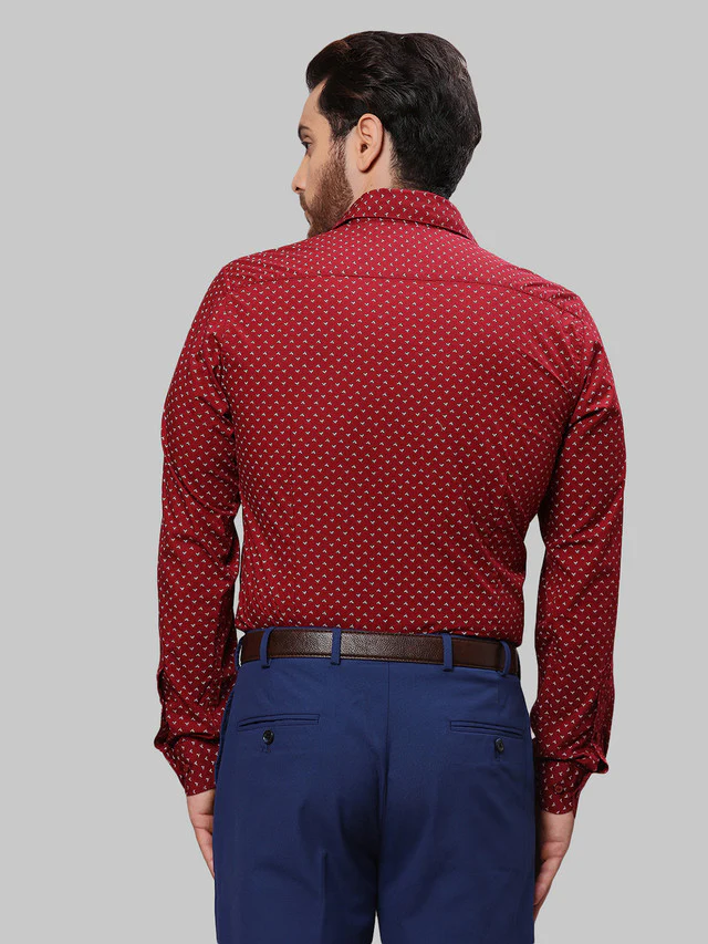 Raymond Men Red Printed Slim Fit Cotton Casual Shirt - Image 4