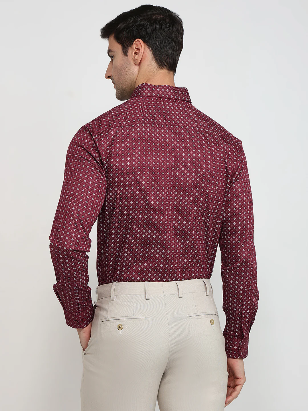 Raymond Men Red Printed Slim Fit Cotton Formal Shirt - Image 4