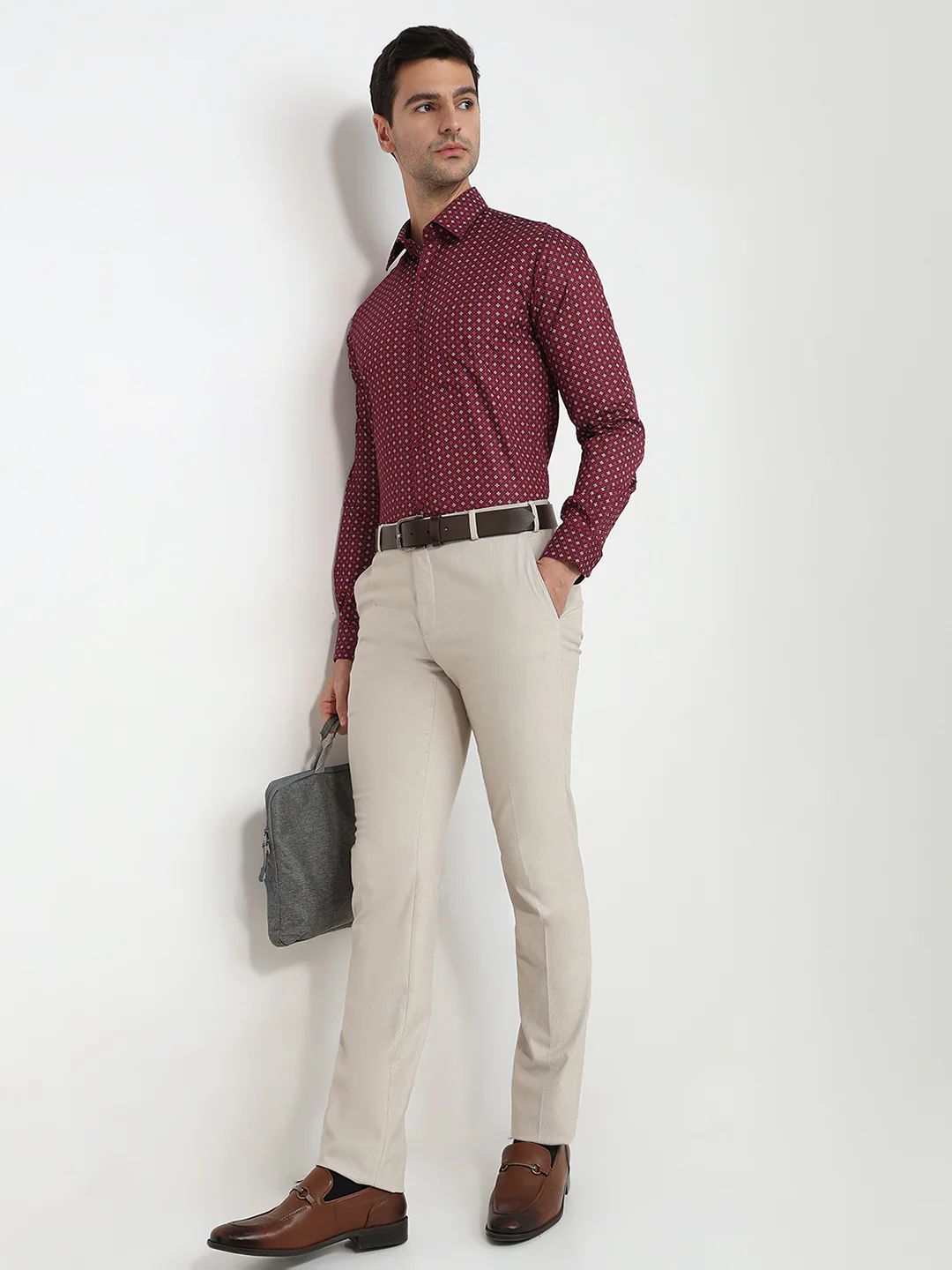 Raymond Men Red Printed Slim Fit Cotton Formal Shirt - Image 5