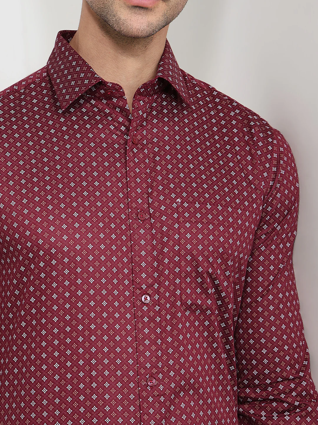Raymond Men Red Printed Slim Fit Cotton Formal Shirt - Image 6