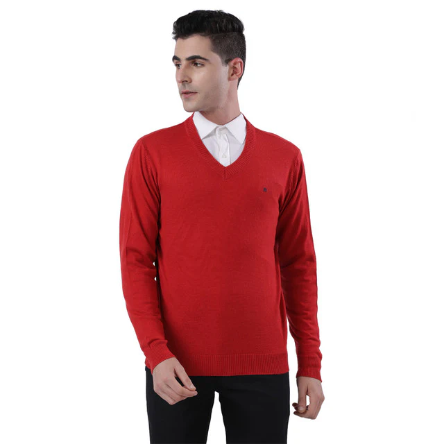 Raymond Men Red Regular Fit Acrlic Blend Sweater
