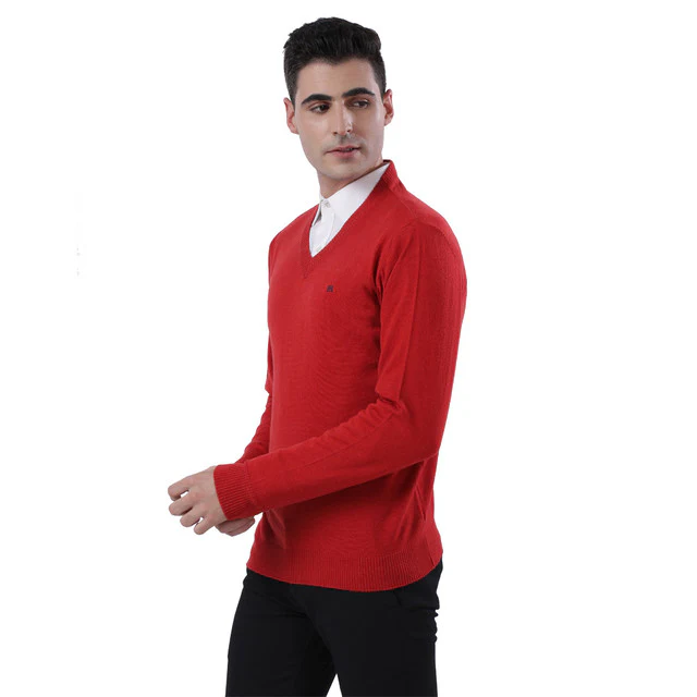 Raymond Men Red Regular Fit Acrlic Blend Sweater - Image 3