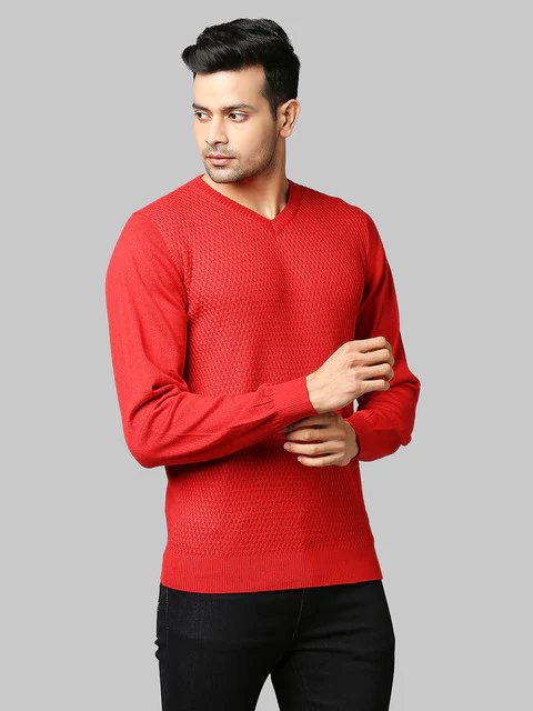Raymond Men Red Regular Fit Acrlic Blend Sweater - Image 2