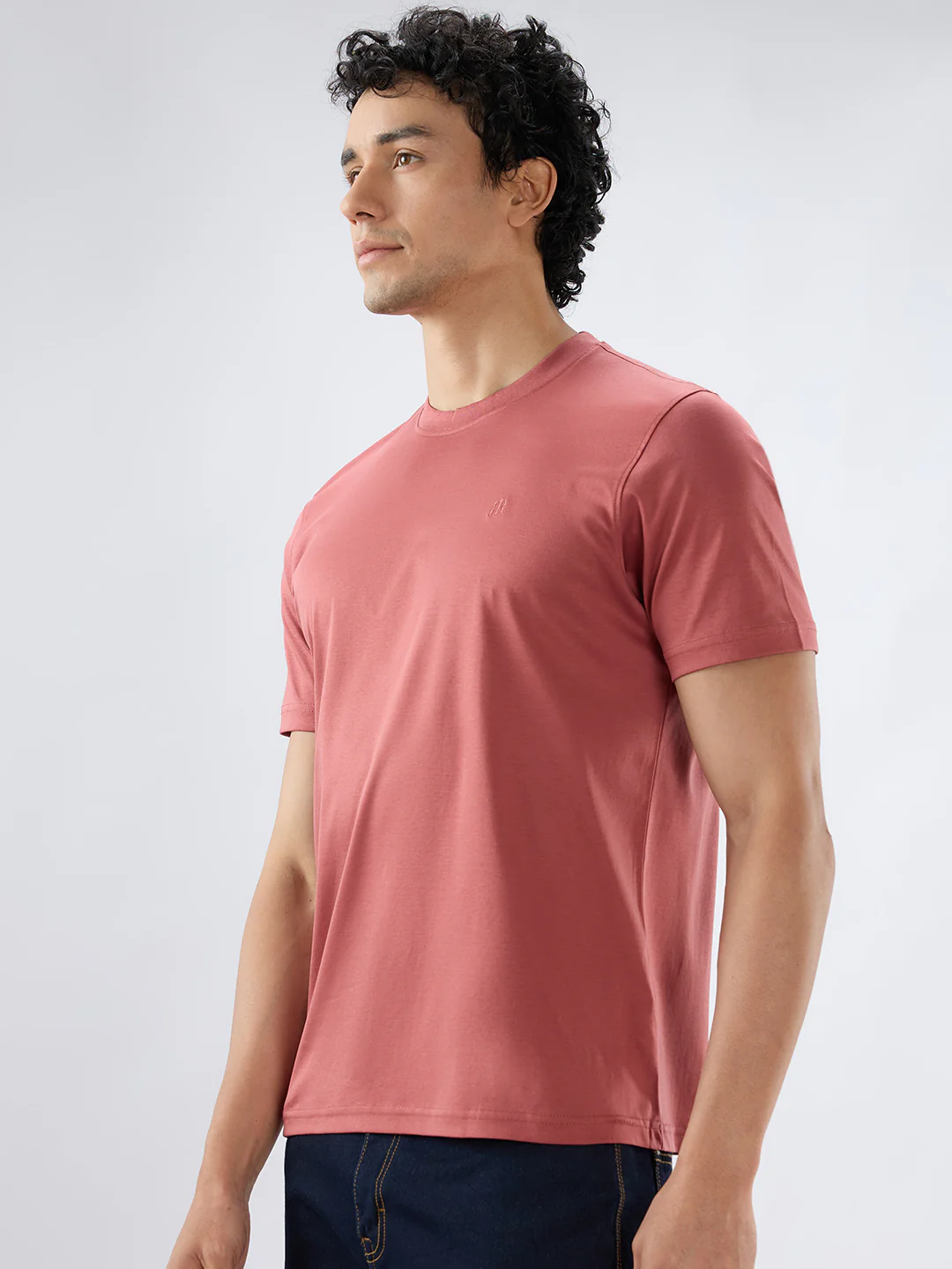 Raymond Men Red Regular Fit Solid Crew Neck Collar T-Shirt - Image 3