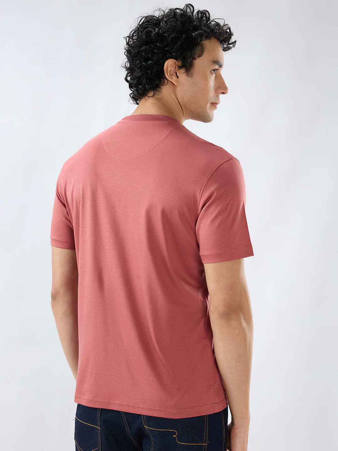 Raymond Men Red Regular Fit Solid Crew Neck Collar T-Shirt - Image 4