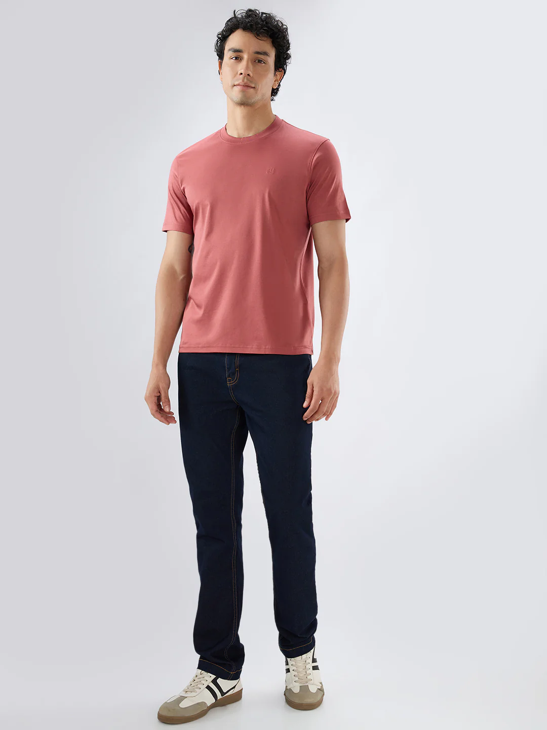 Raymond Men Red Regular Fit Solid Crew Neck Collar T-Shirt - Image 5
