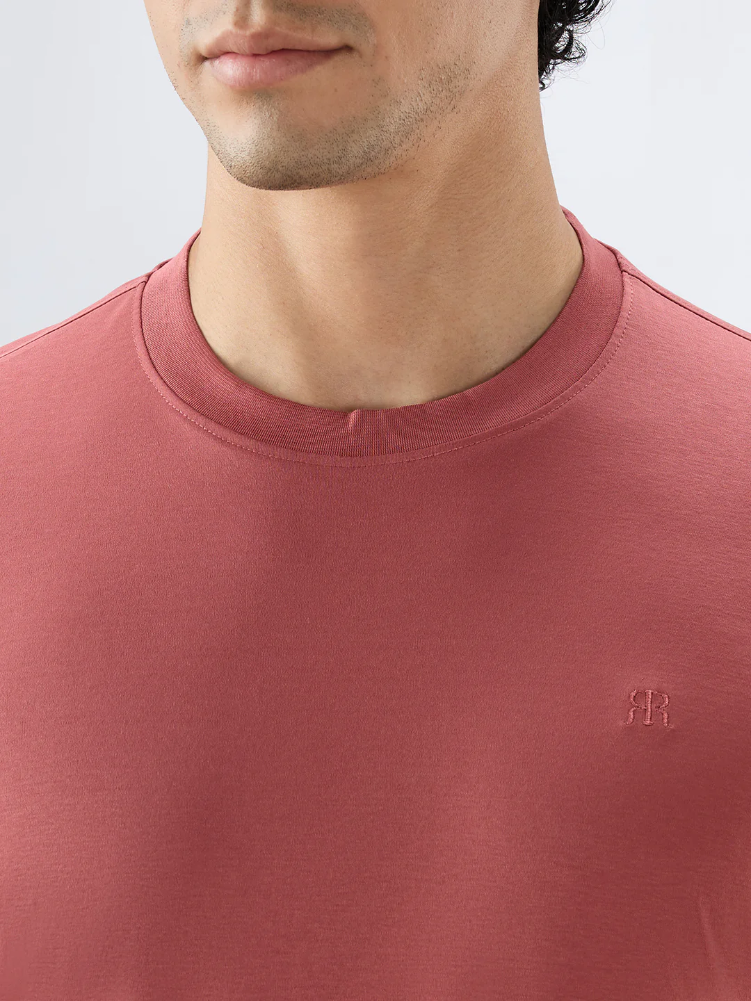 Raymond Men Red Regular Fit Solid Crew Neck Collar T-Shirt - Image 6