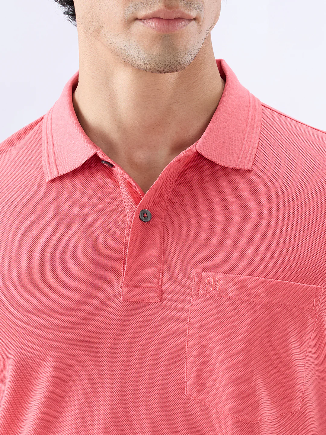 Raymond Men Red Regular Fit Solid Polo Neck Collar T-Shirt - Image 6