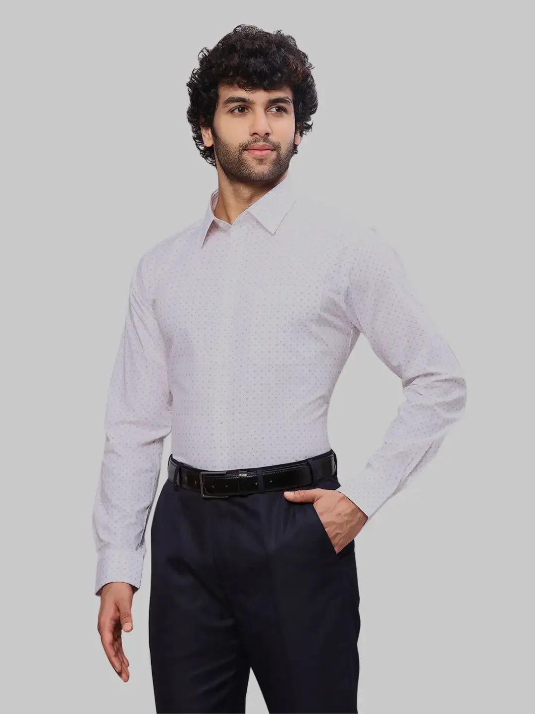 Raymond Men White Printed Slim Fit Cotton Formal Shirt - Image 3