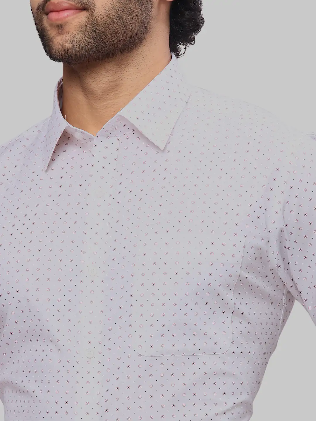 Raymond Men White Printed Slim Fit Cotton Formal Shirt - Image 6