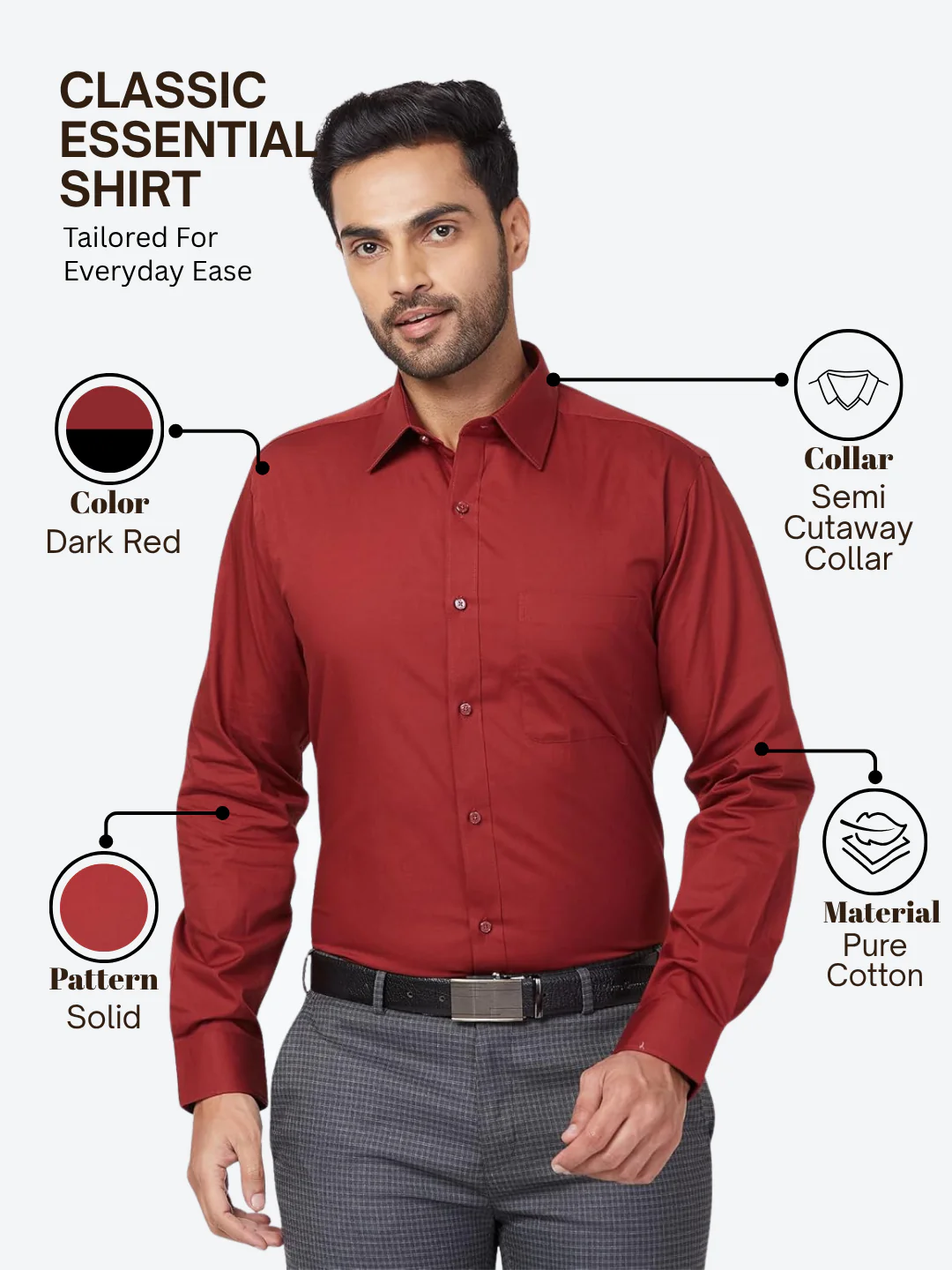 Raymond Men Red Slim Fit Solid Formal Shirt - Image 4