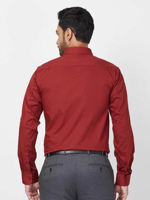 Raymond Men Red Slim Fit Solid Formal Shirt - Image 5