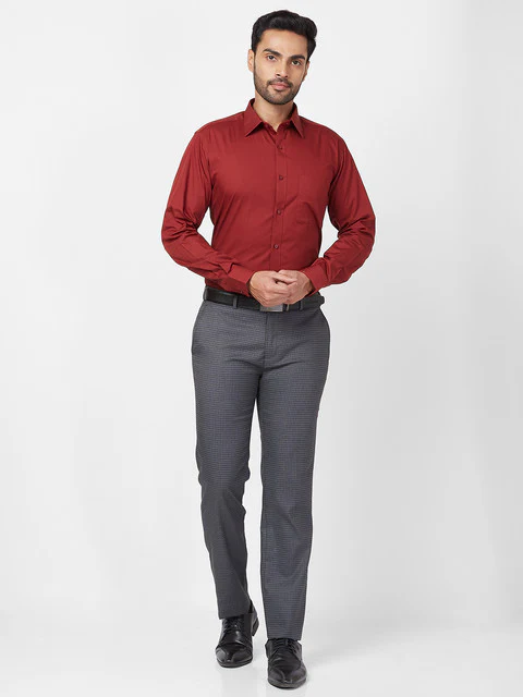 Raymond Men Red Slim Fit Solid Formal Shirt - Image 6