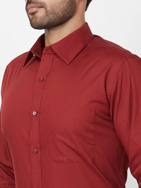 Raymond Men Red Slim Fit Solid Formal Shirt - Image 7