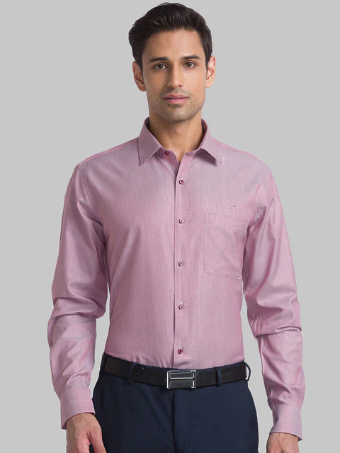 Raymond Men Red Slim Fit Structured Shirt