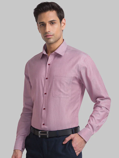 Raymond Men Red Slim Fit Structured Shirt - Image 3