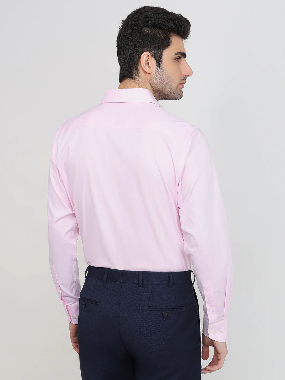 Raymond Men Red Solid Chambray Slim Fit Cotton Shirt - Image 4
