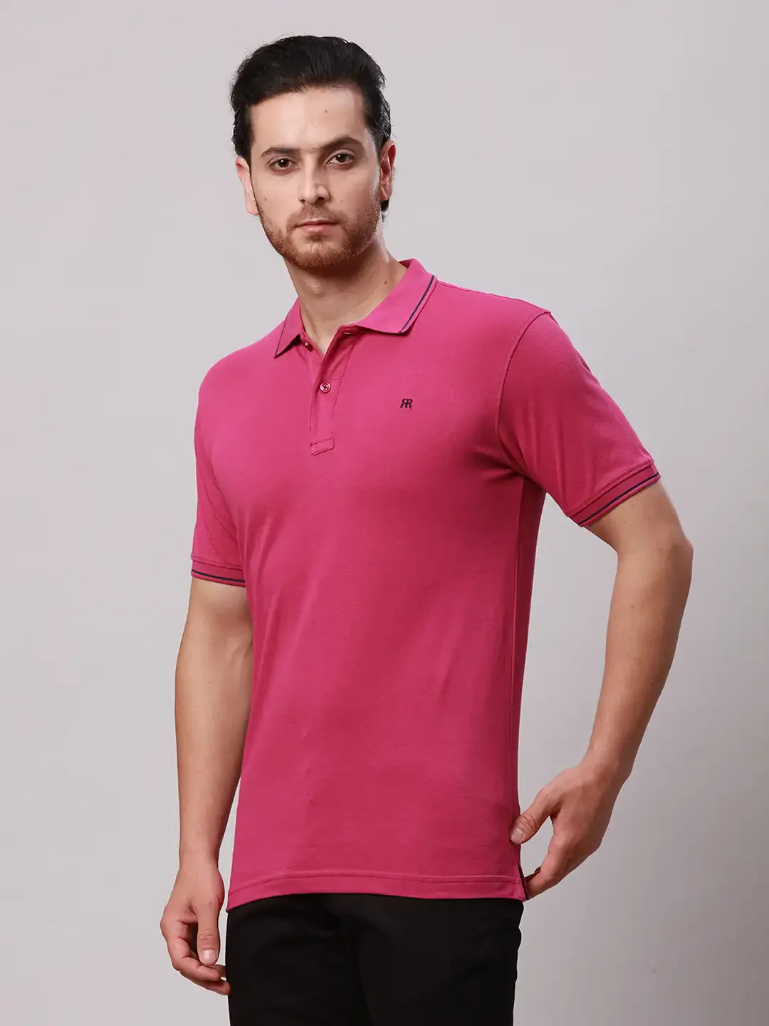 Raymond Men Red Solid Contemporary Fit Cotton T-Shirt - Image 3