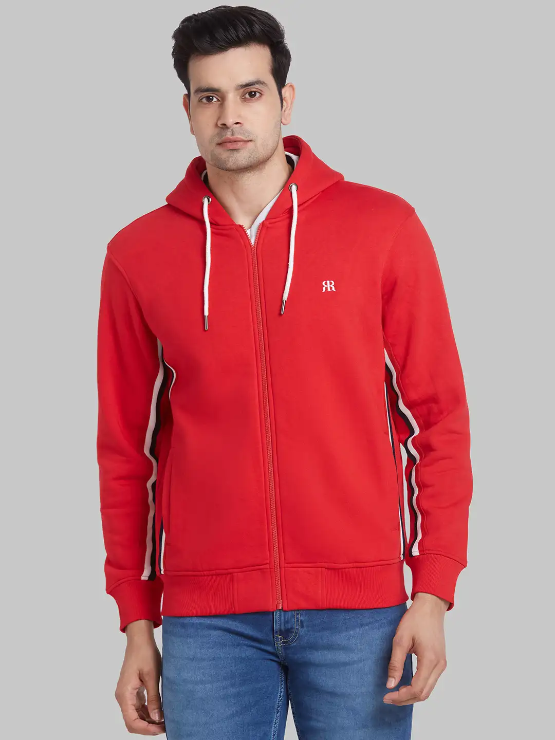 Raymond Men Red Solid Regular Fit Cotton Blend Sweatshirt