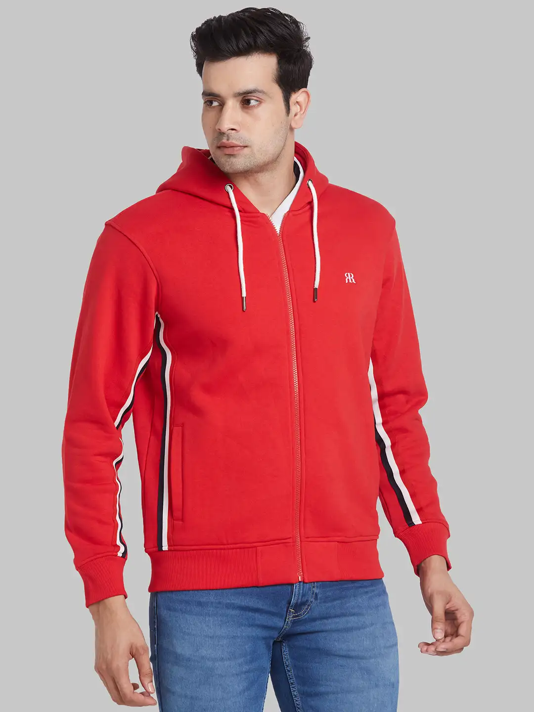 Raymond Men Red Solid Regular Fit Cotton Blend Sweatshirt - Image 2