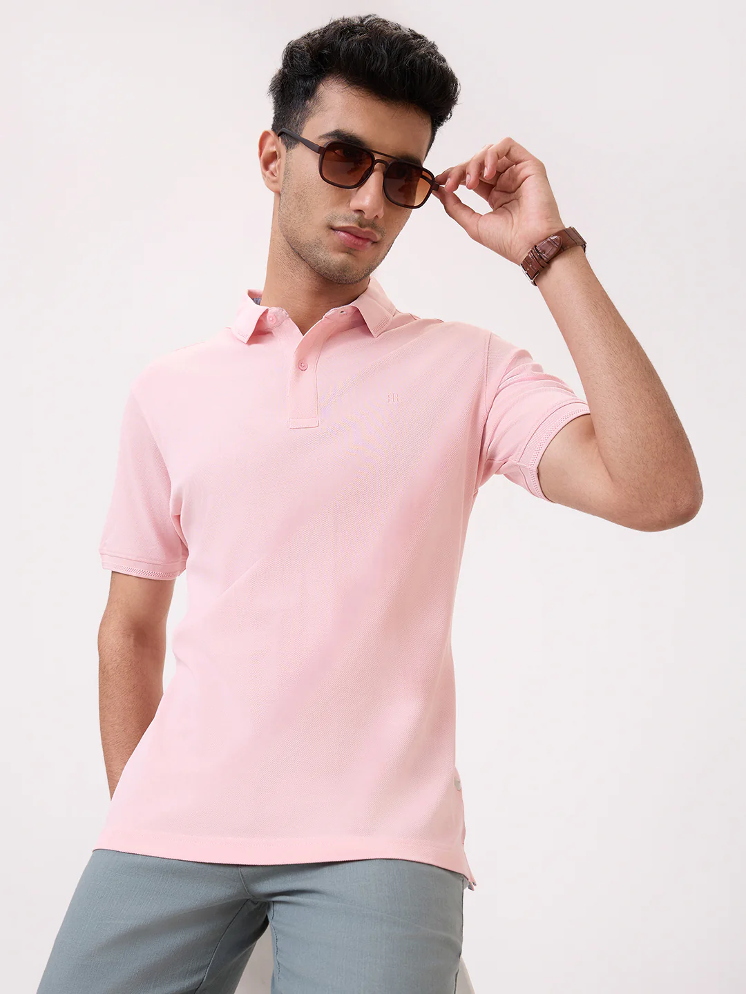 Raymond Men Red Solid Regular Fit Cotton T-Shirt