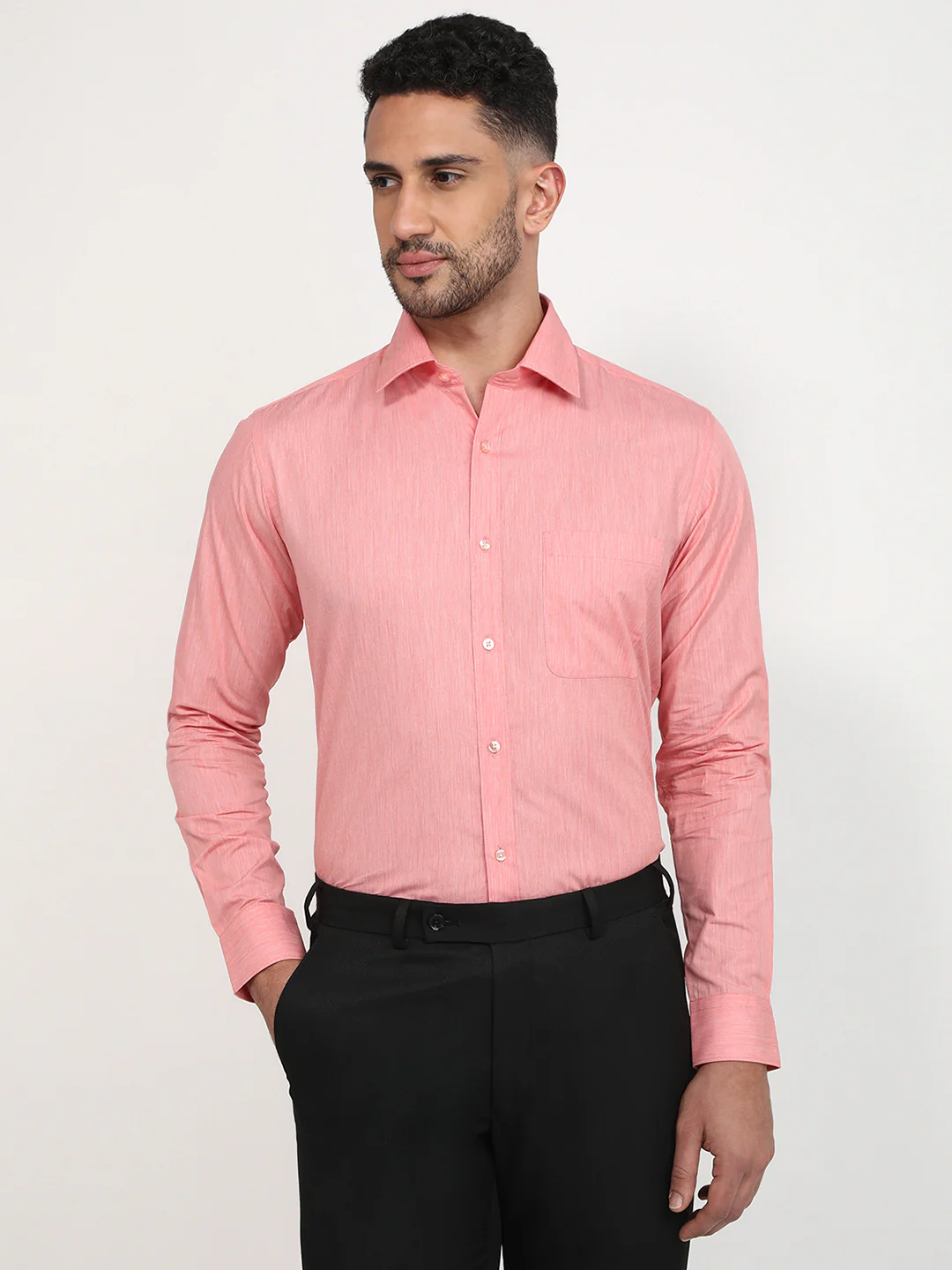Raymond Men Red Solid Slim Fit Cotton Formal Shirt