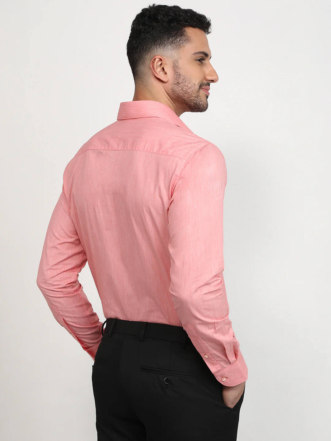 Raymond Men Red Solid Slim Fit Cotton Formal Shirt - Image 4