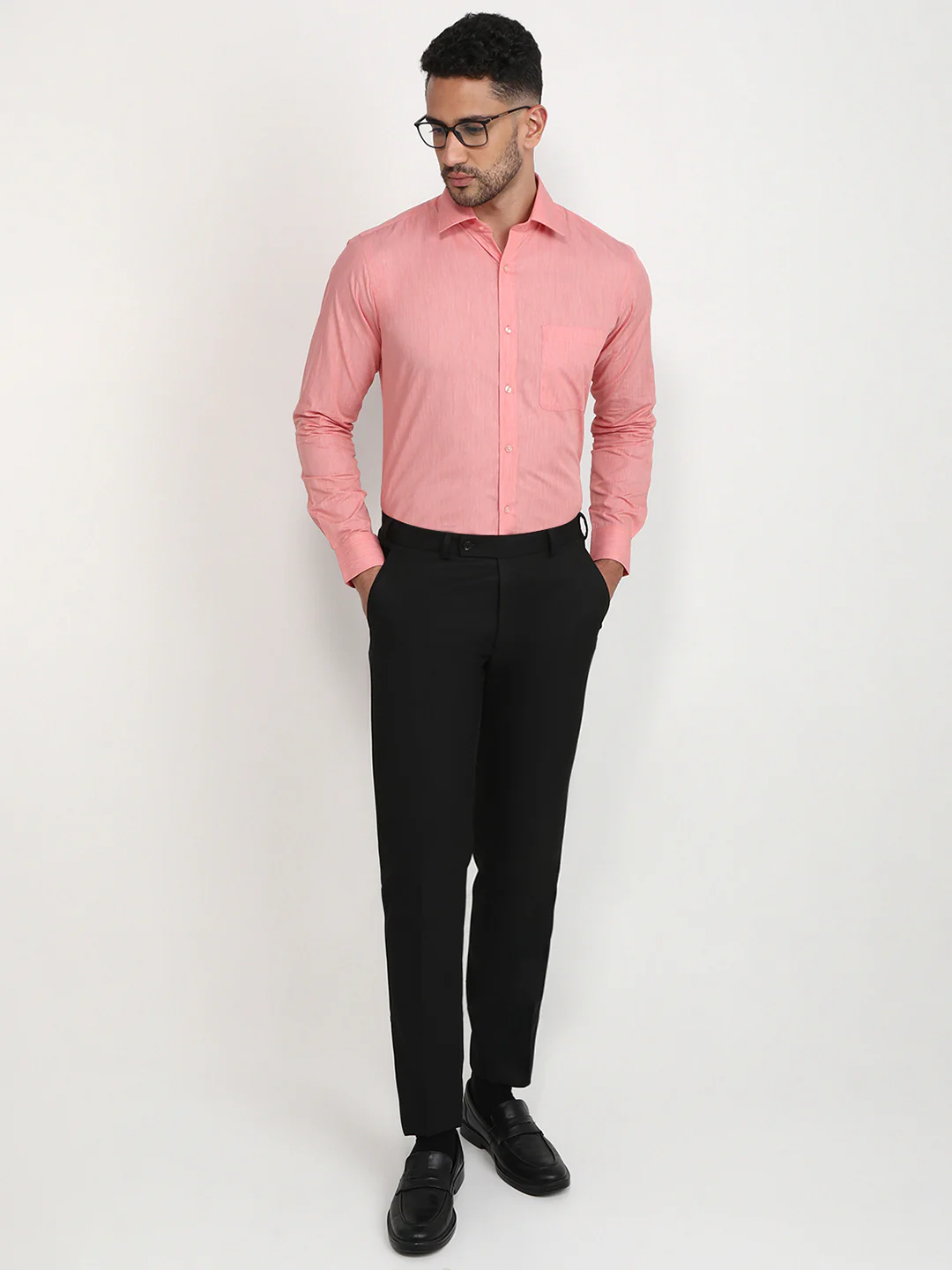 Raymond Men Red Solid Slim Fit Cotton Formal Shirt - Image 5
