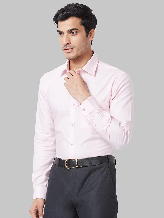 Raymond Men Red Solid Slim Fit Cotton Shirt - Image 3