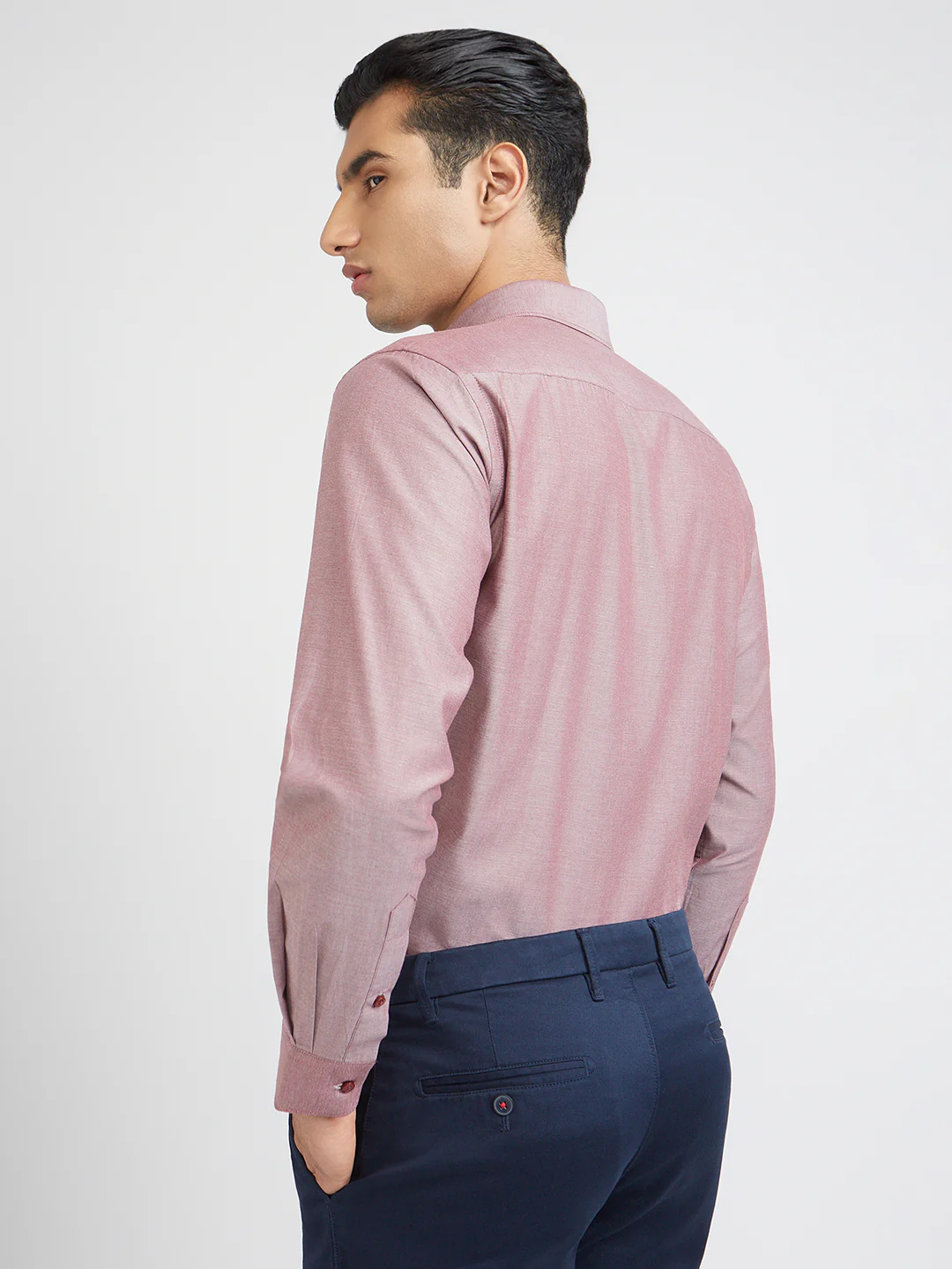 Raymond Men Red Solid Slim Fit Cotton Shirt - Image 6