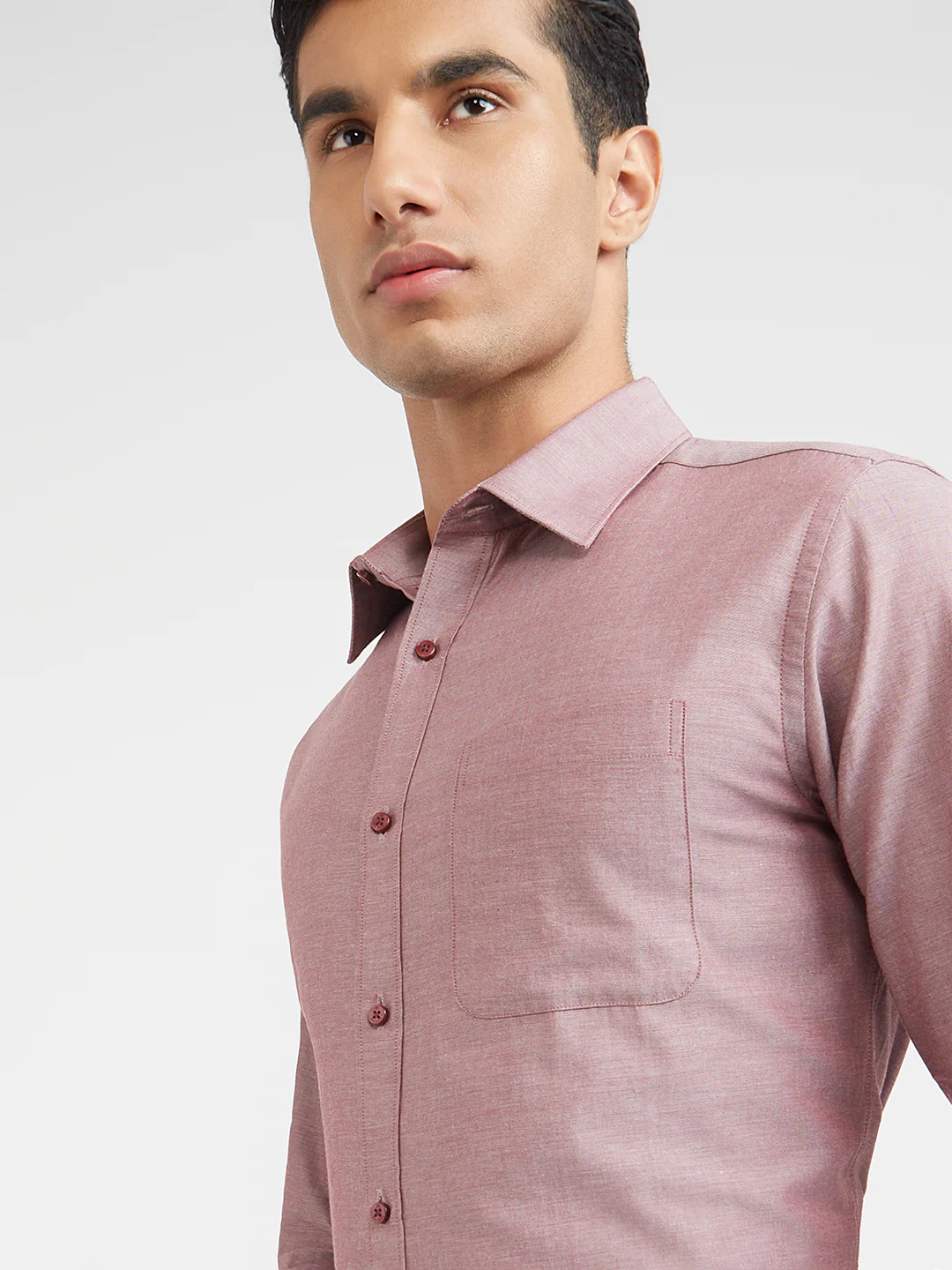 Raymond Men Red Solid Slim Fit Cotton Shirt - Image 7